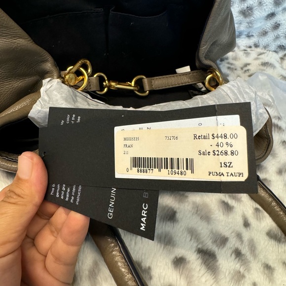 Marc Jacobs Q Fran Puma Taupe Italian Leather LG Shoulder Tote Bag - Picture 4 of 14